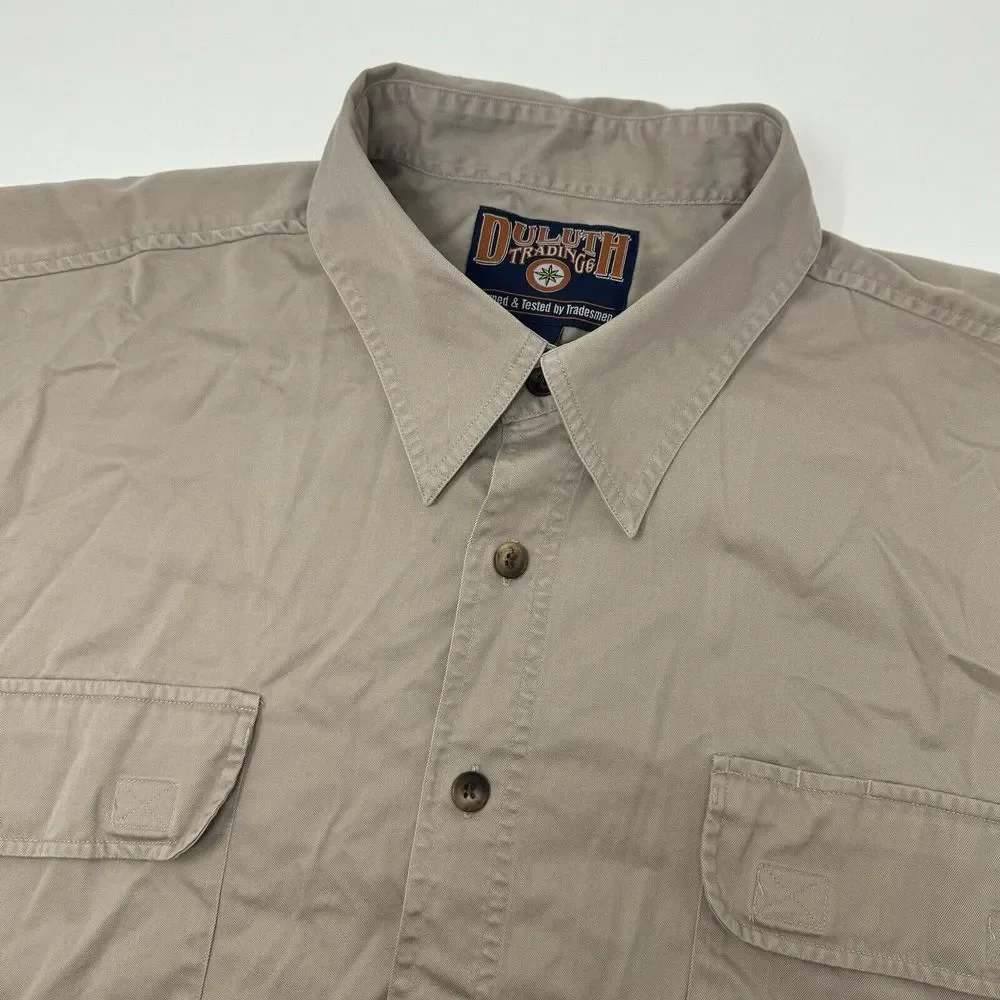 Duluth Trading Shirt Men's Size 3XL Tan Button Down Heavy Work Outdoor‎